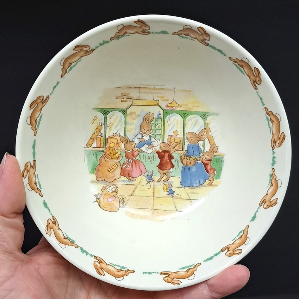 Vintage Bunnykins "At The Post Office" child bowl by Royal Doulton